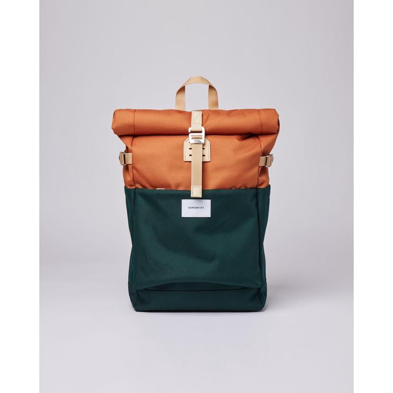 Sandqvist Ilon Backpack - Dark Green/Orange