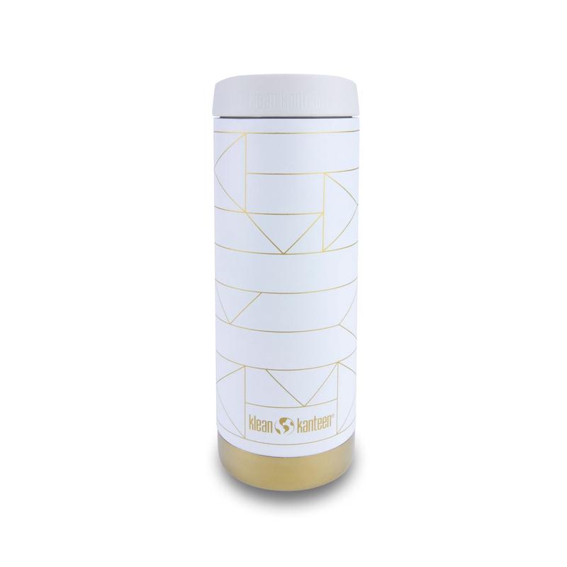 Klean Kanteen LIMITED EDITION TKWide 16oz Insulated Water Bottle With Cafe Cap - Geometric Gold On Tofu