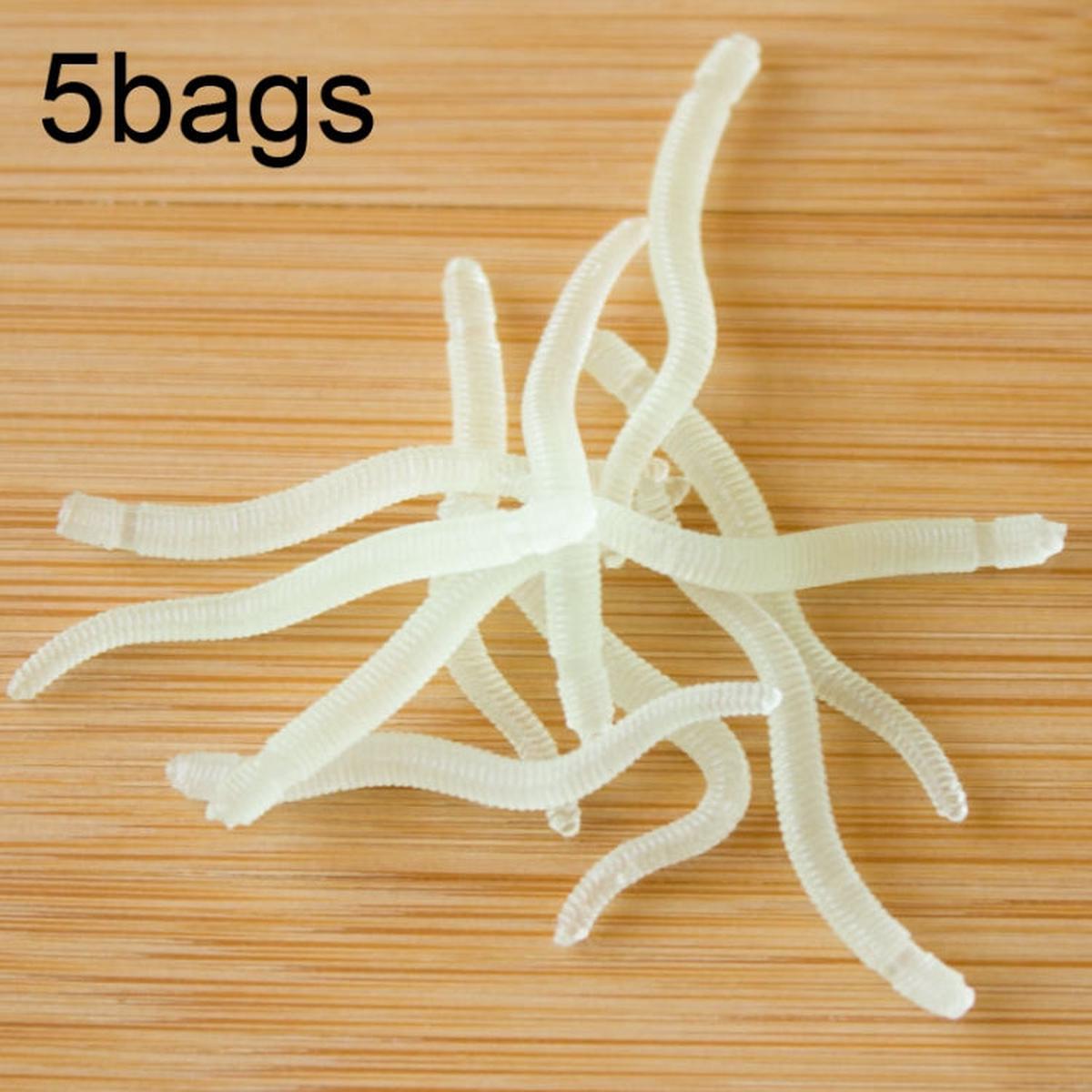 5bags 20pcs/bag 3.5cm Fishy Red Earthworm Fake Bait Luminous Fish Lure