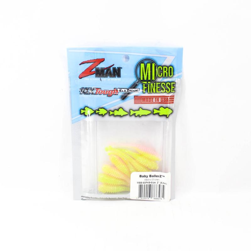 Zman Soft Lure Baby BallerZ 2 Inch 8/Pack Electric Chicken (6575)