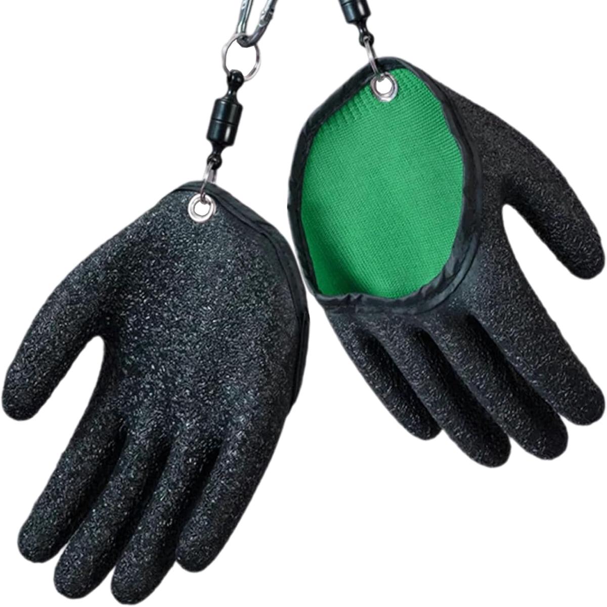 2Pcs Fishing Gloves for Men with Magnet Release, Black