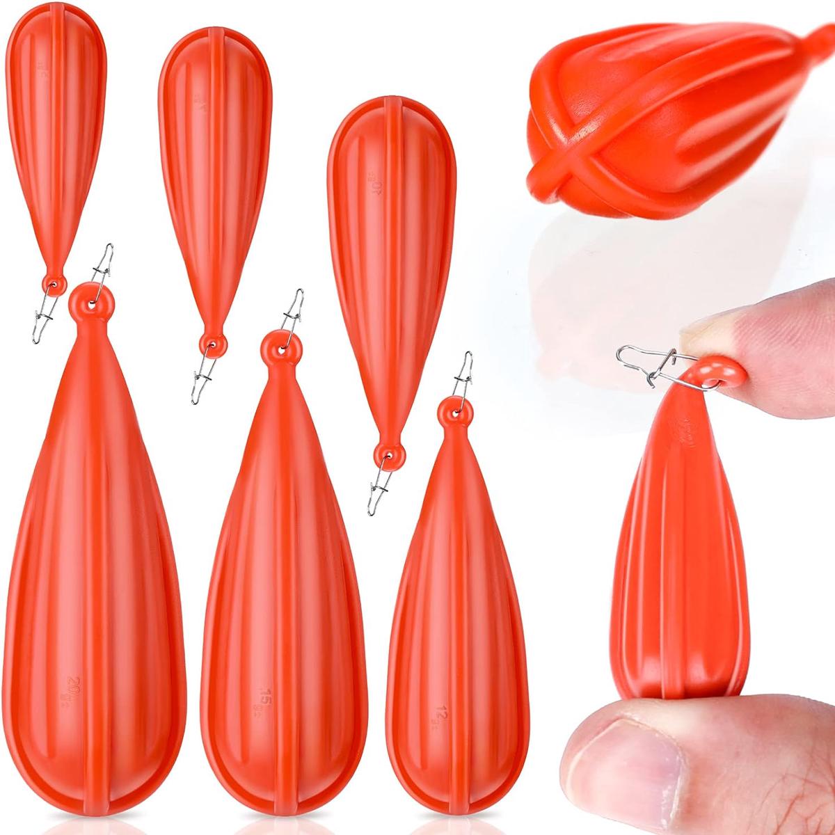 6 Pieces Fishing Practice Plugs 6 Mixed Sizes Orange Bait Casting Practice Plug
