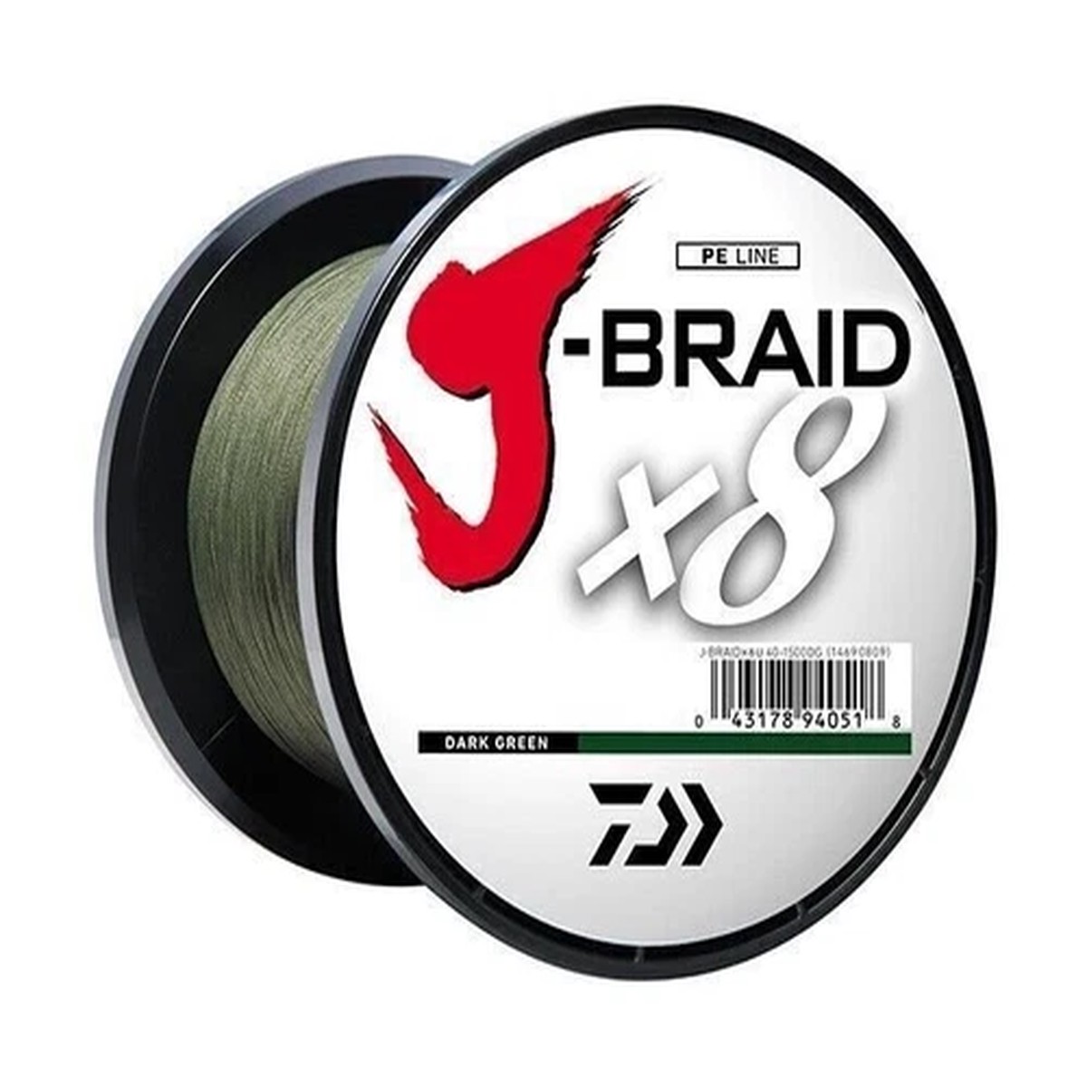 Daiwa J-Braid x8 Braided Line 40lb 3000M Bulk Spool Dark Green JB8U40