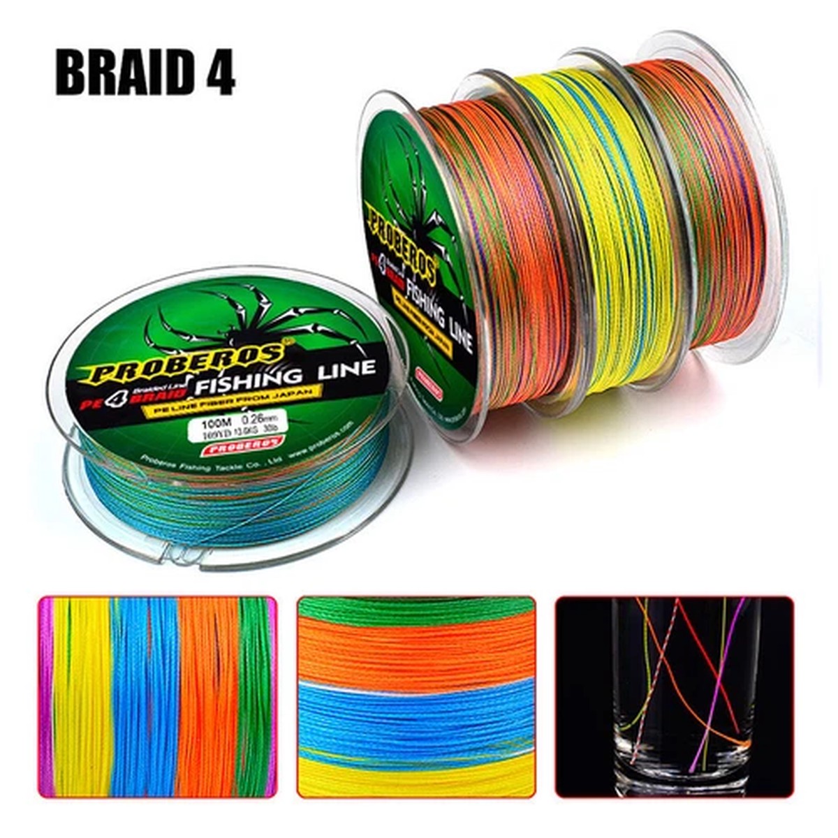 1pcs Fishline 4-Braided Stands 100m Multicolored PE Line Fishline 4 Weaves