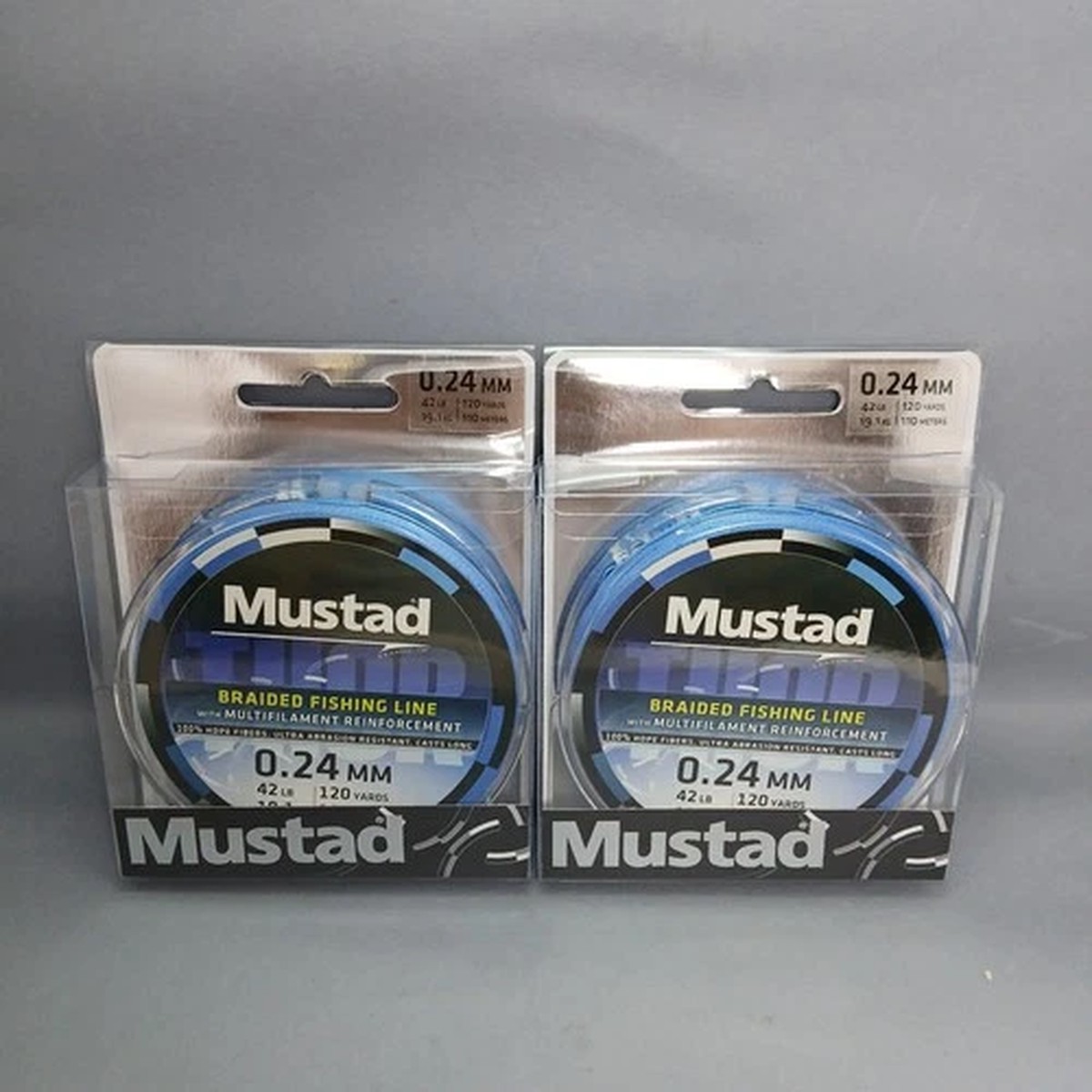 2pc 42lb Blue Mustad Braided Fishing Line 120yd/110m Multifilament Reinforcement