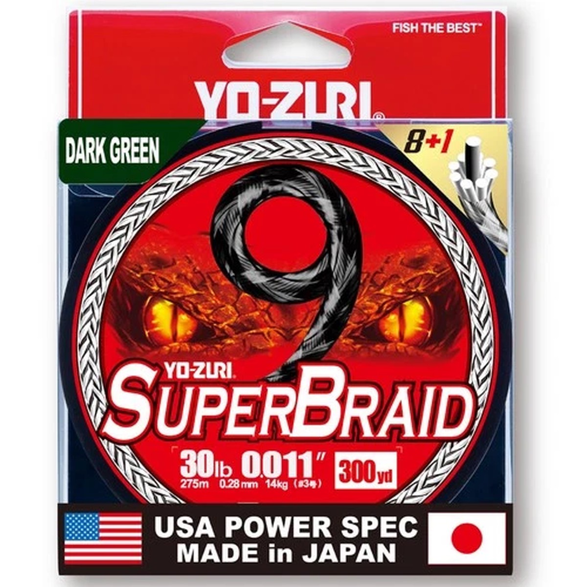 YO-Zuri SUPERBRAID 9 - Floating Braided Fishing LINE, 300 YD, Dark Green, 30 LB