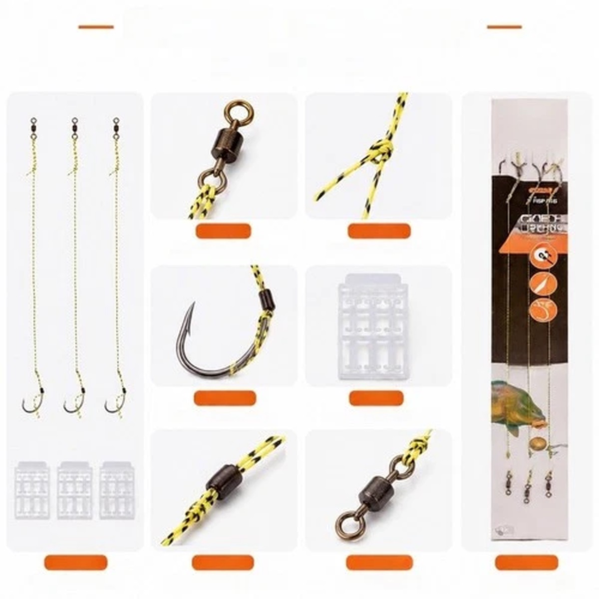 3pcs Carp Fishing Rigs 20cm Line Length European Style with Pellet Stop