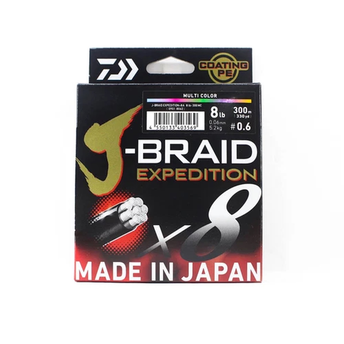 Daiwa P.E Line J Braid Expedition X8 300m 8lb Multi (3569)
