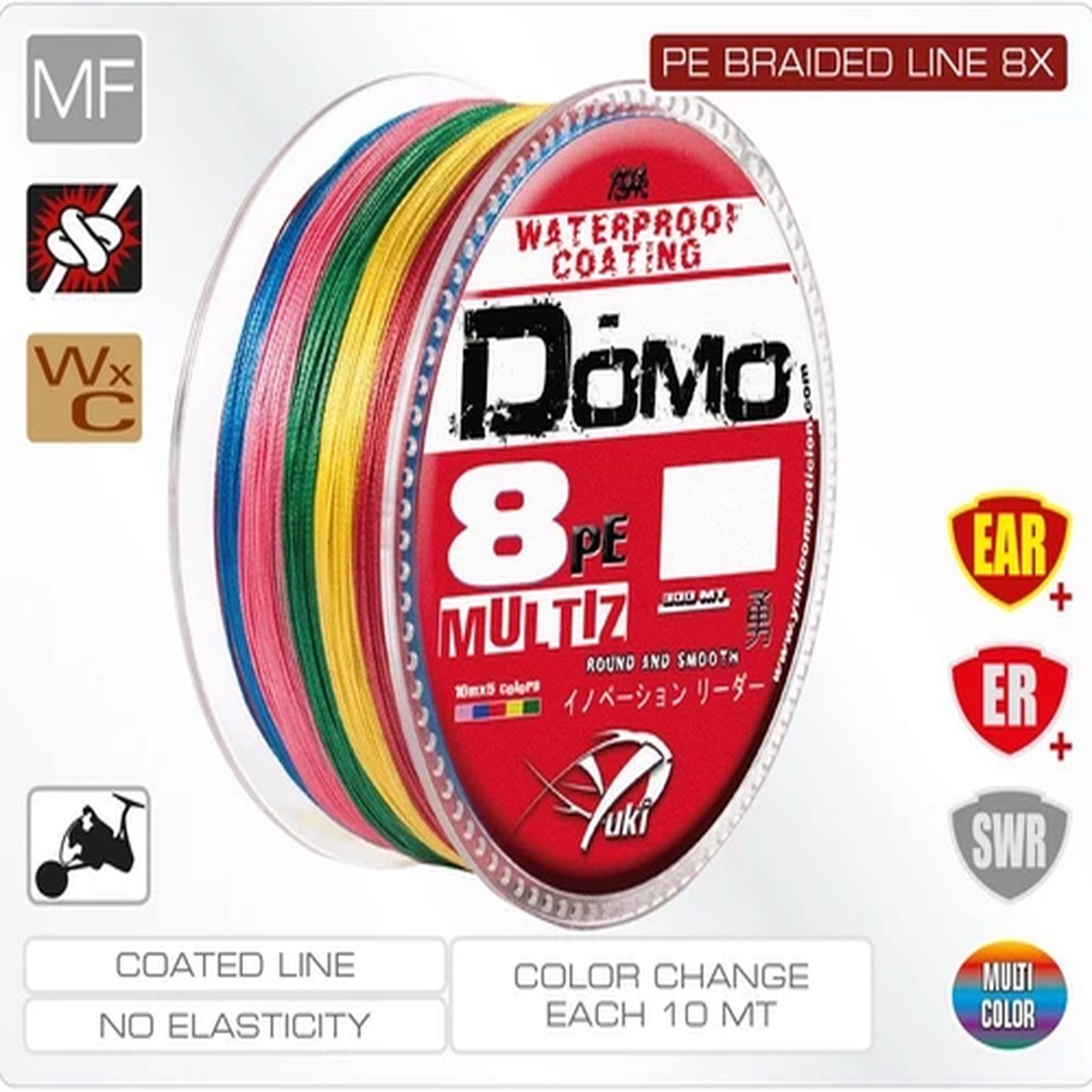 YUKI ''DOMO'' X8 Braided Line 300m Multi Color Braid Boat Spinning Sea Fishing