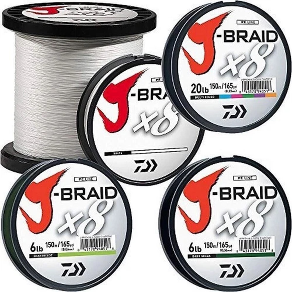 Daiwa J-Braid X8 Bulk Braid Fishing Line 30lb 3000m Chartreuse JB8U30-3000CH