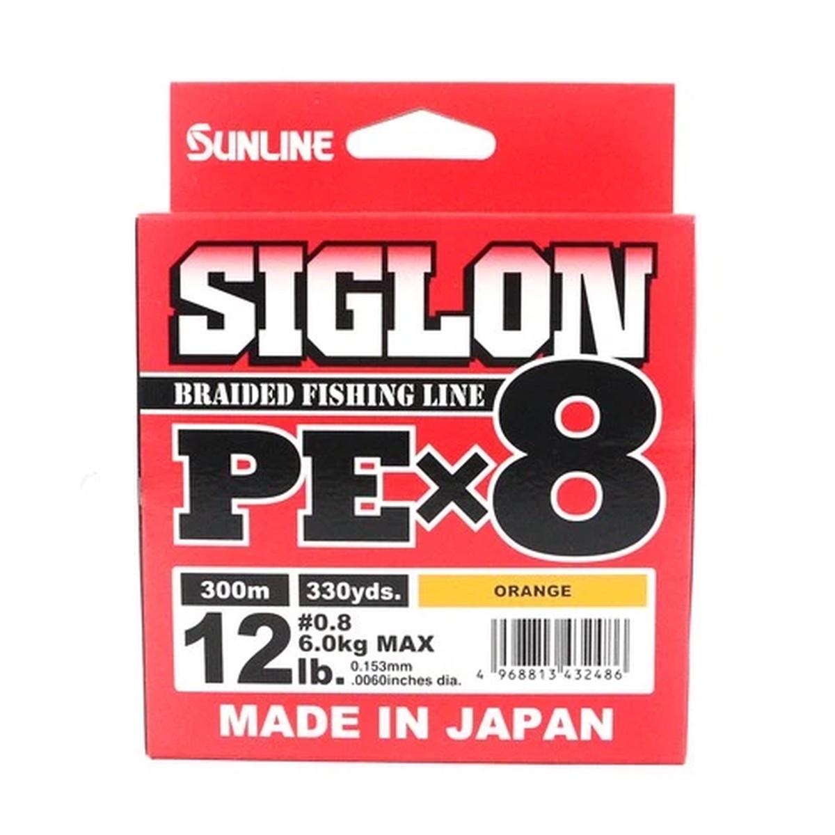 Sunline P.E Line X8 Siglon 300M P.E 0.8 12LB Orange (2486)
