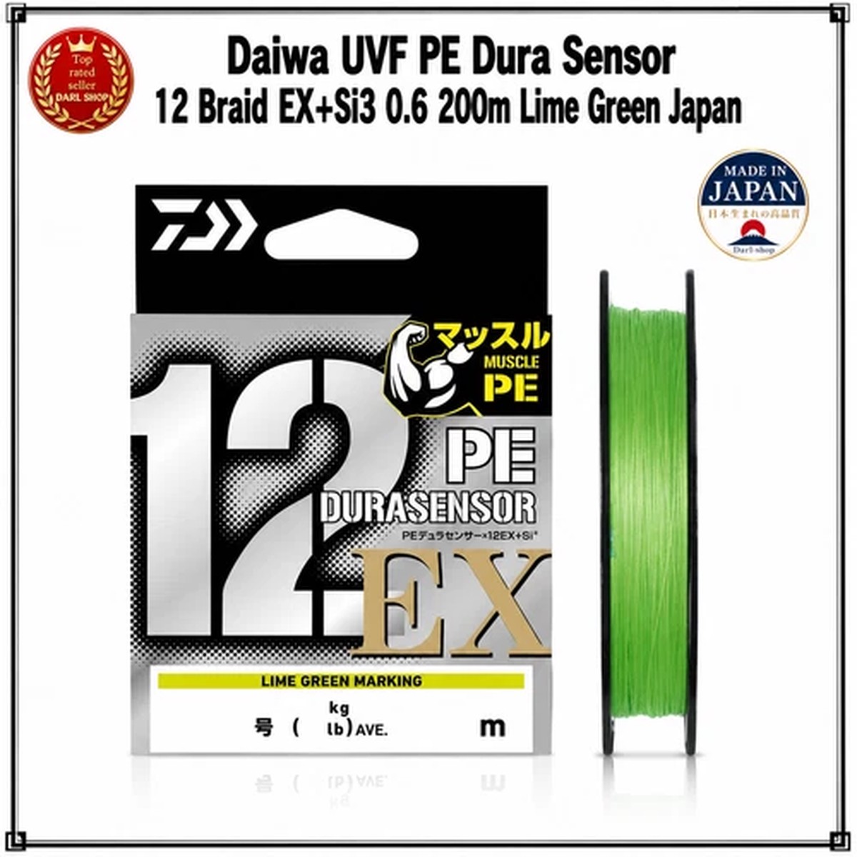 Daiwa UVF PE Dura Sensor 12 Braid EX+Si3 0.6 200m Lime Green Japan