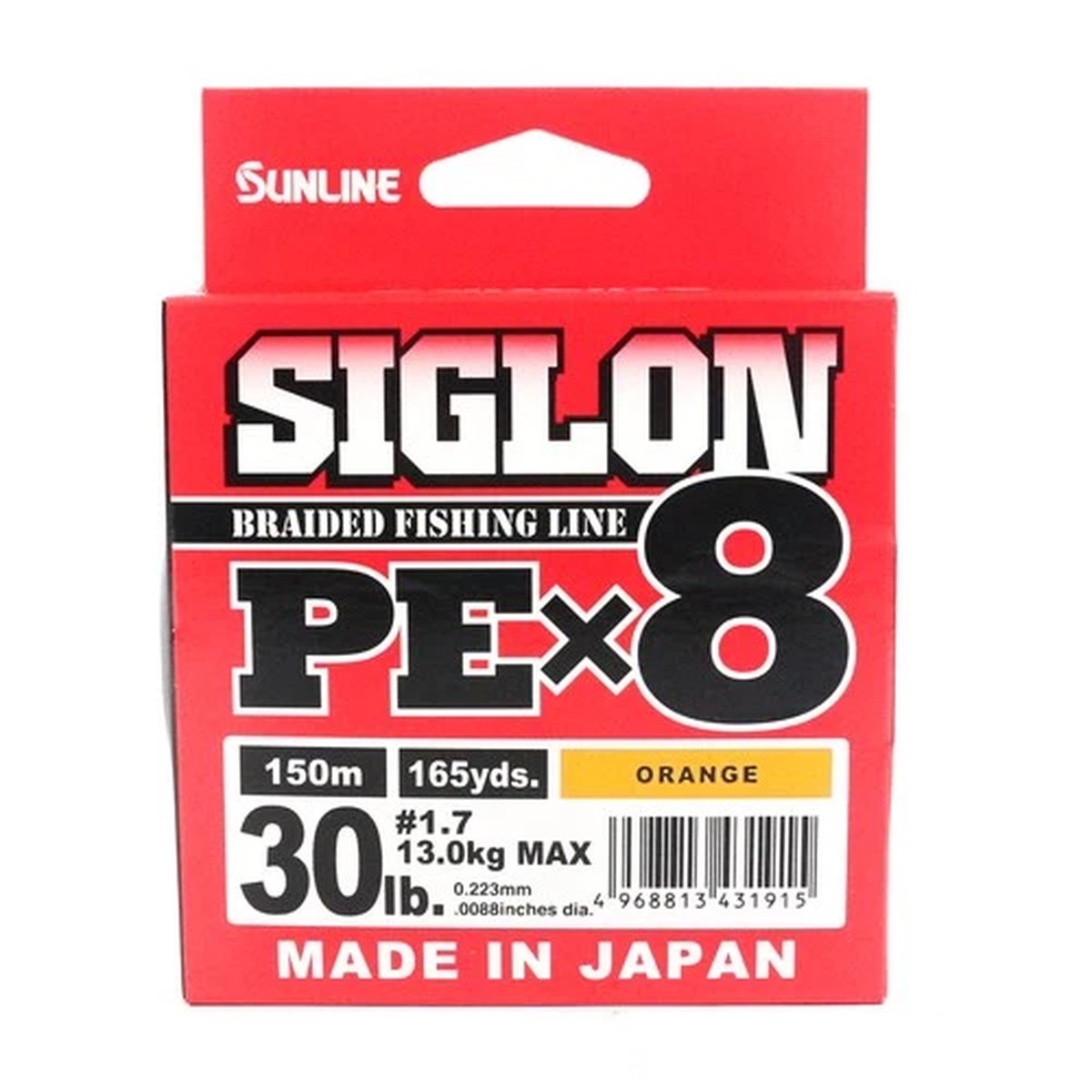 Sunline P.E Line X8 Siglon 150M P.E 1.7 30LB Orange (1915)