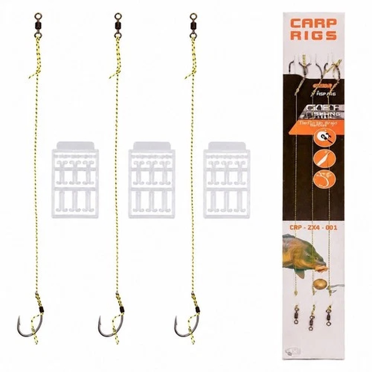 3pcs Carp Fishing Rigs European Design 20cm PE Line with Pellet Stop and Swivel