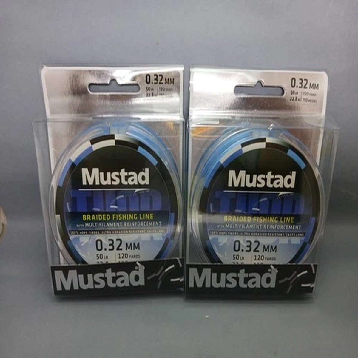 2pc 50lb Blue Mustad Braided Fishing Line 120yd/110m Multifilament Reinforcement