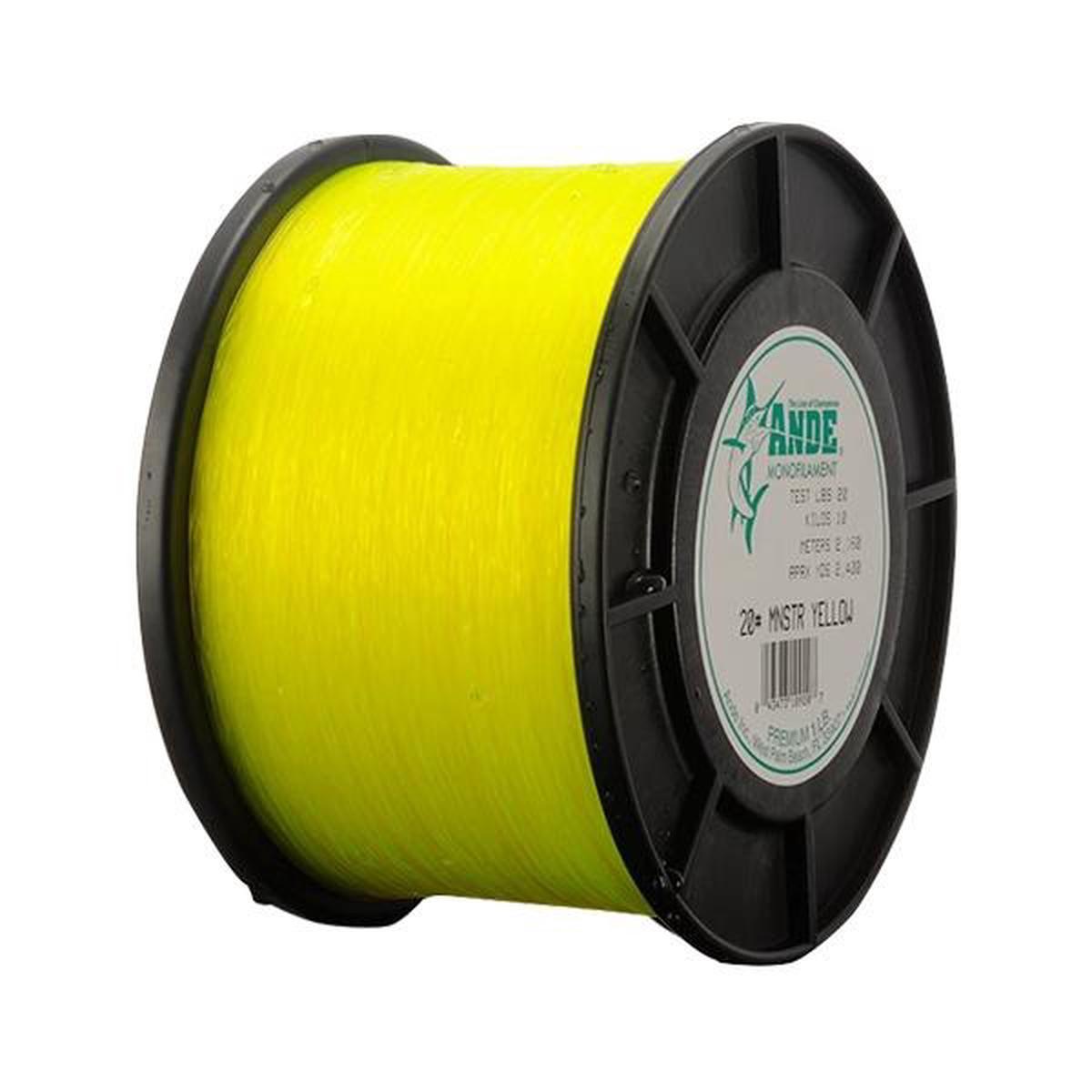 Ande Monster Monofilament Line 30 Pounds 3200 Yards - 2 Pound Spool - Yellow