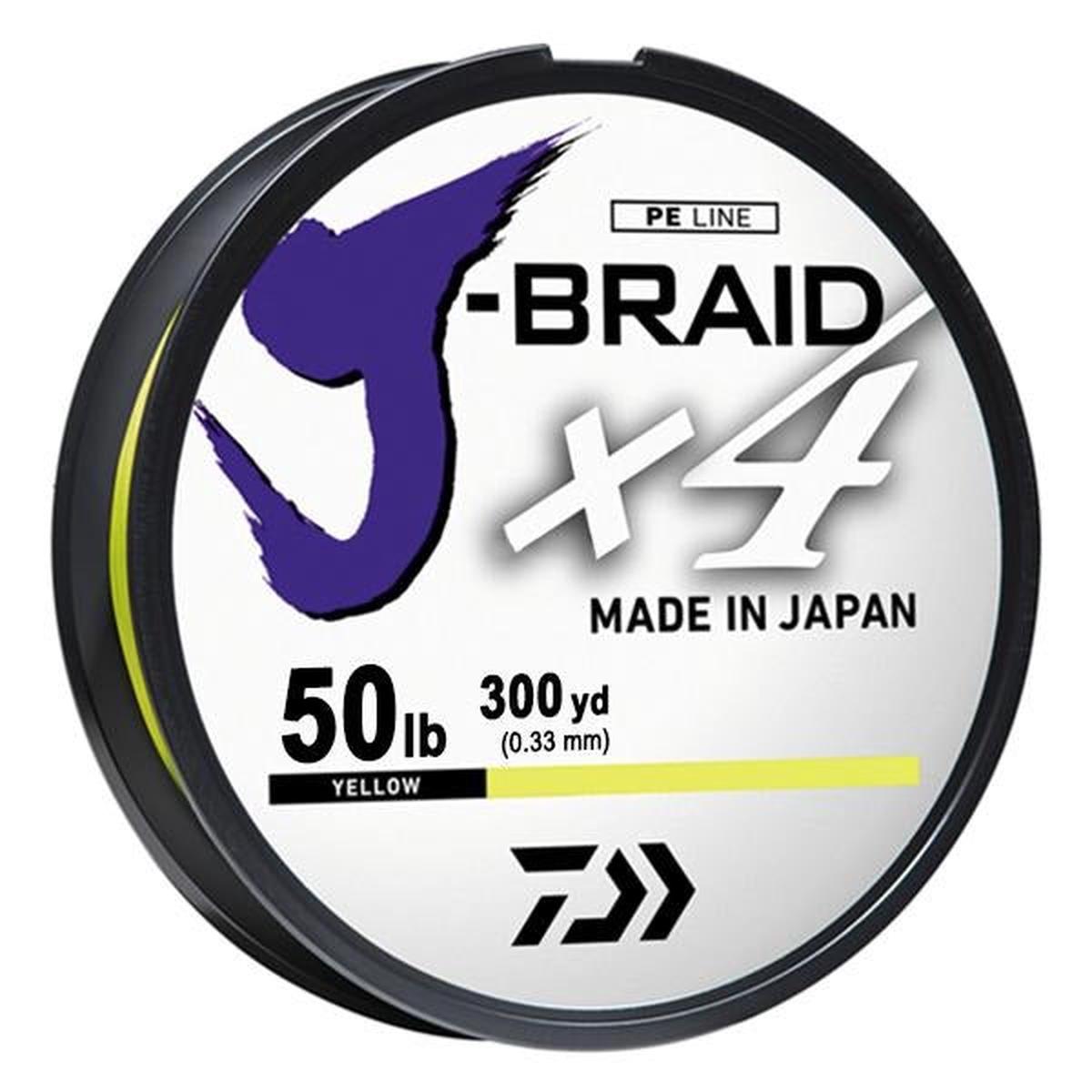 Daiwa J-Braid x4 4 Strand Braided Line - 50 Pounds 300 Yards - Yellow