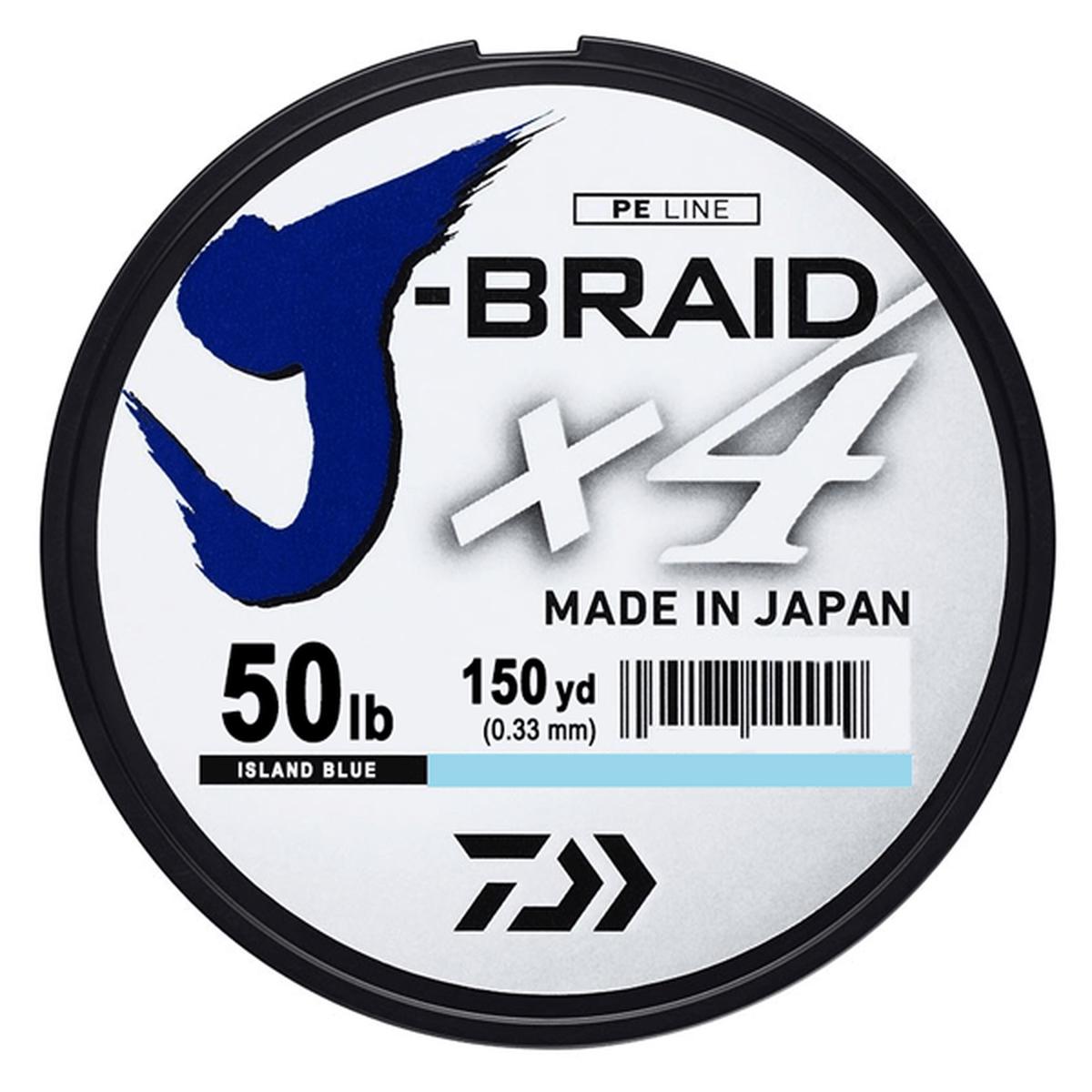 Daiwa J-Braid x4 4 Strand Braided Line - 50 Pounds 150 Yards - Island Blue