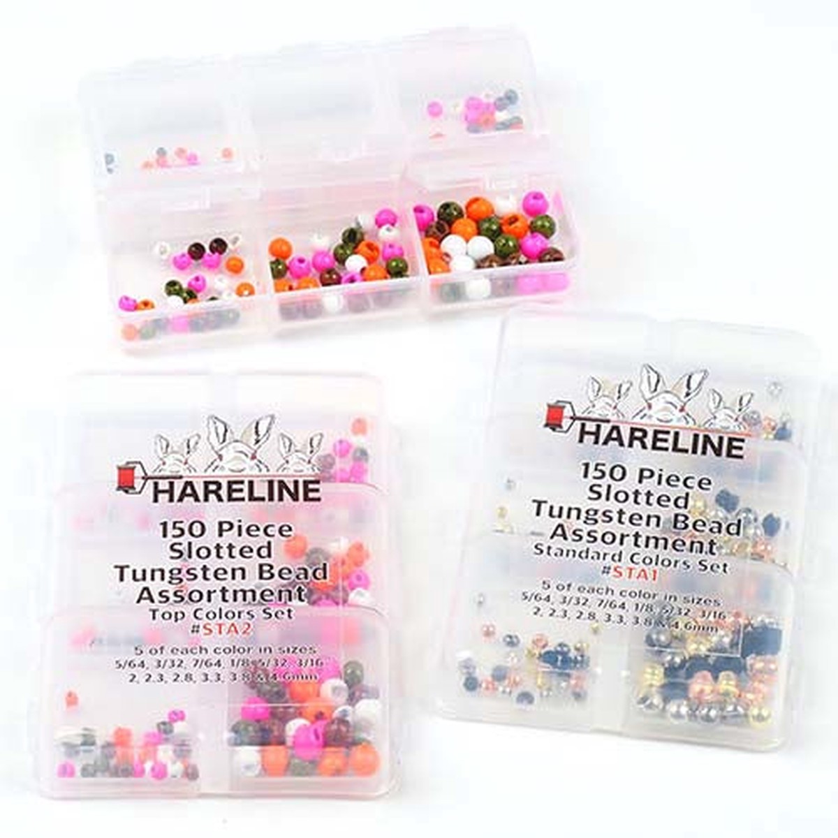 Slotted Tungsten Bead 150 Piece Assortment Hareline