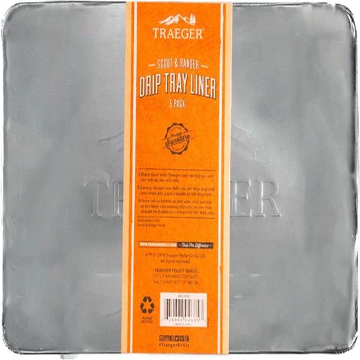 Traeger Drip Tray Liner Aluminum For: Ranger And Scout Model Grills
