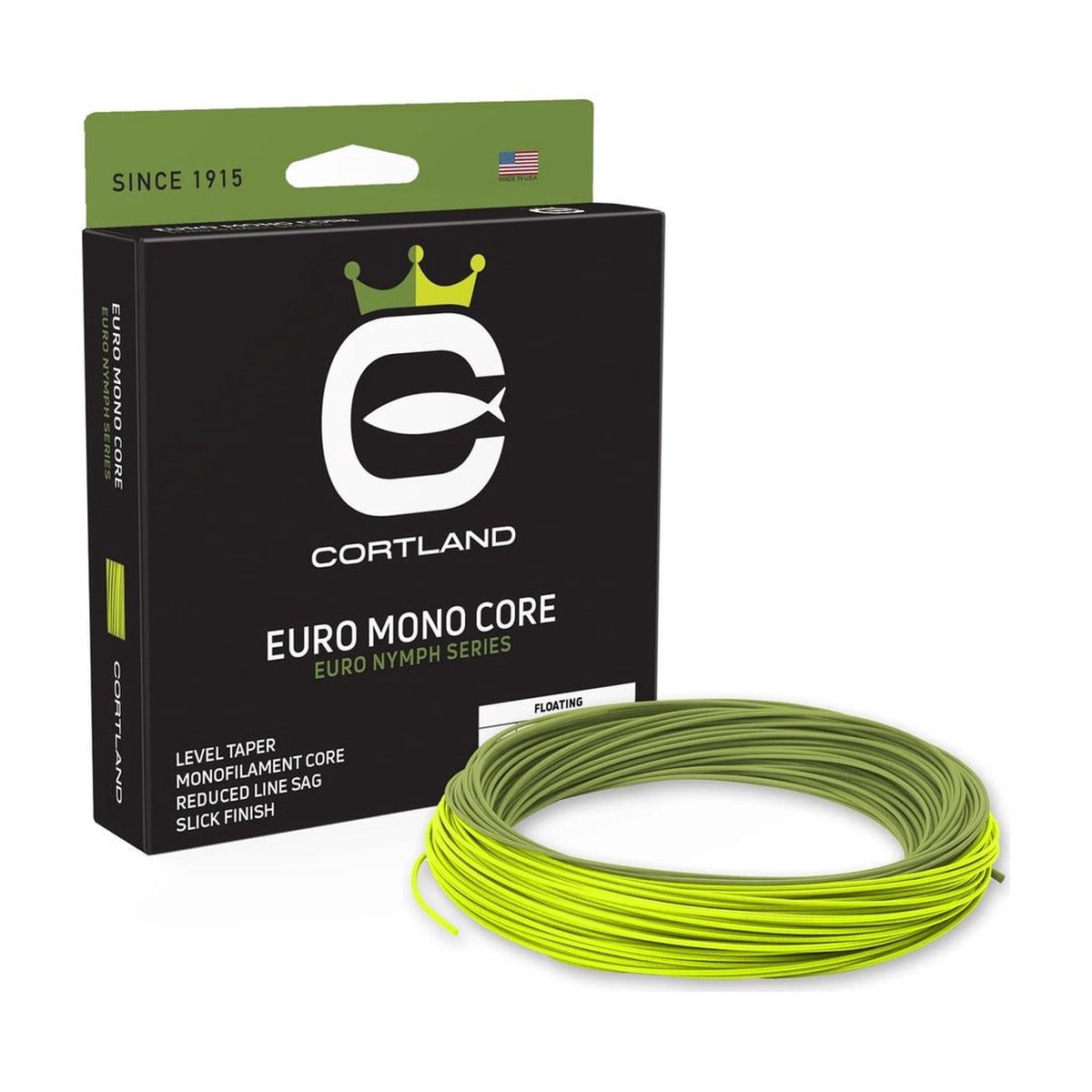 Cortland Euro Nymph Mono Core Fly Line - Gecko Green/Chartreuse