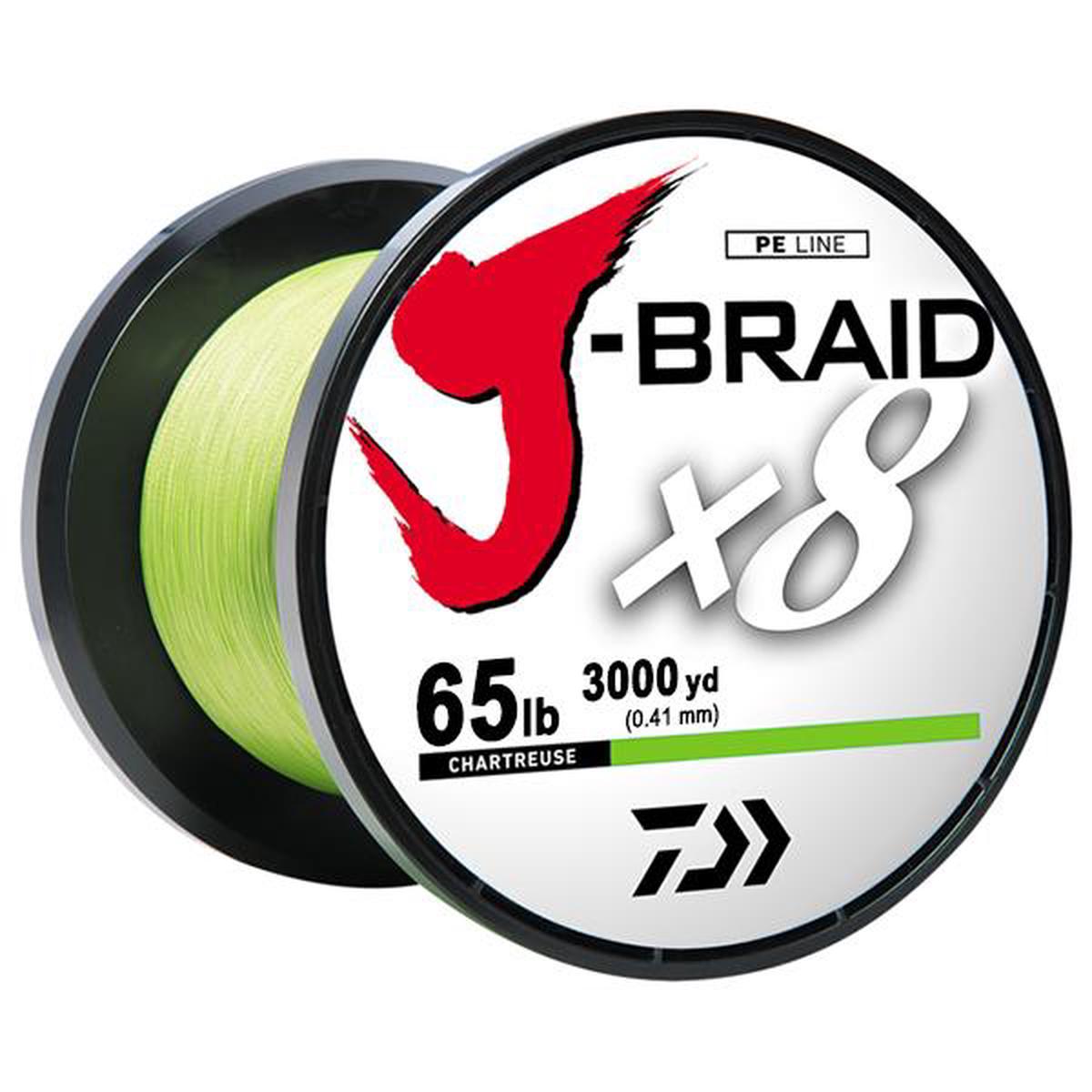 Daiwa J-Braid x8 8 Strand Braided Line - 65 Pounds 3000 Meters - Chartreuse
