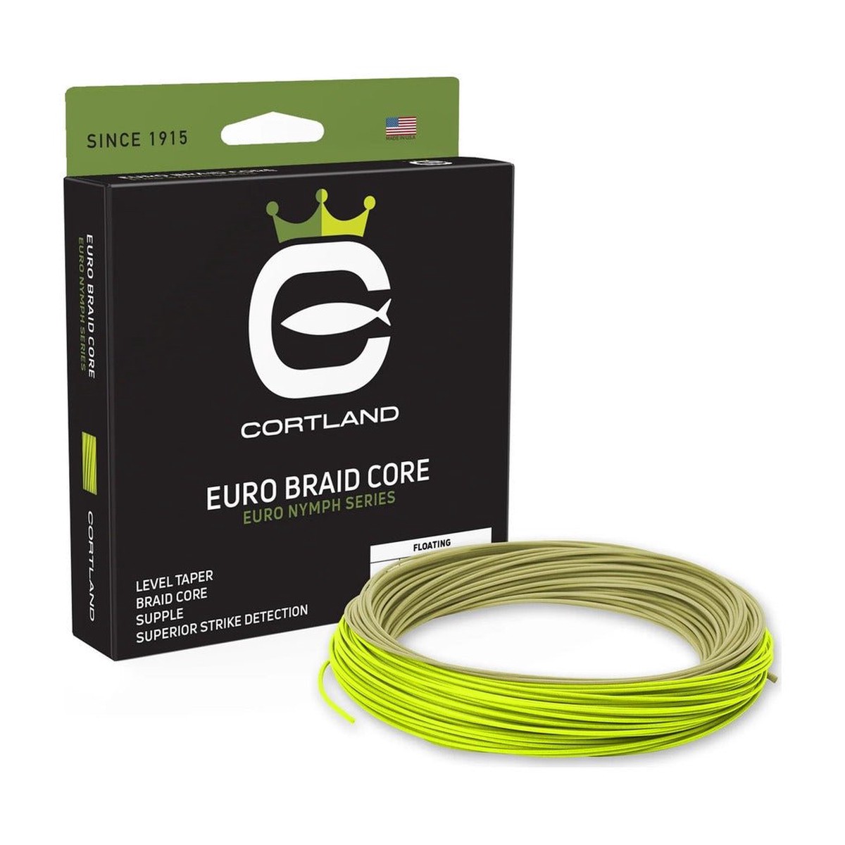 Cortland Euro Nymph Braid Core Fly Line - Sage Green/Chartreuse .22 - Level