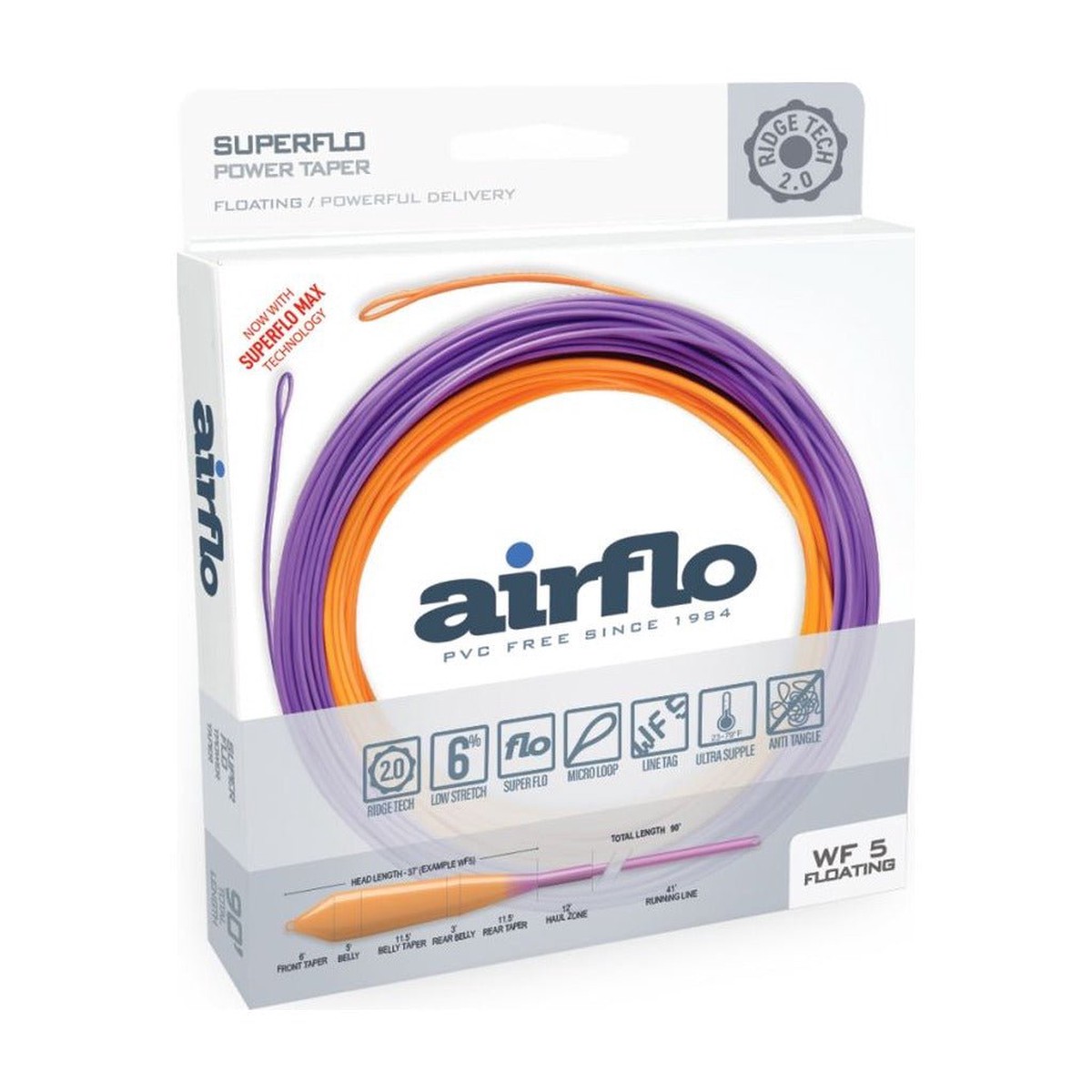 Airflo Superflo Ridge 2.0 Power Taper Fly Line - Sunburst/Purple