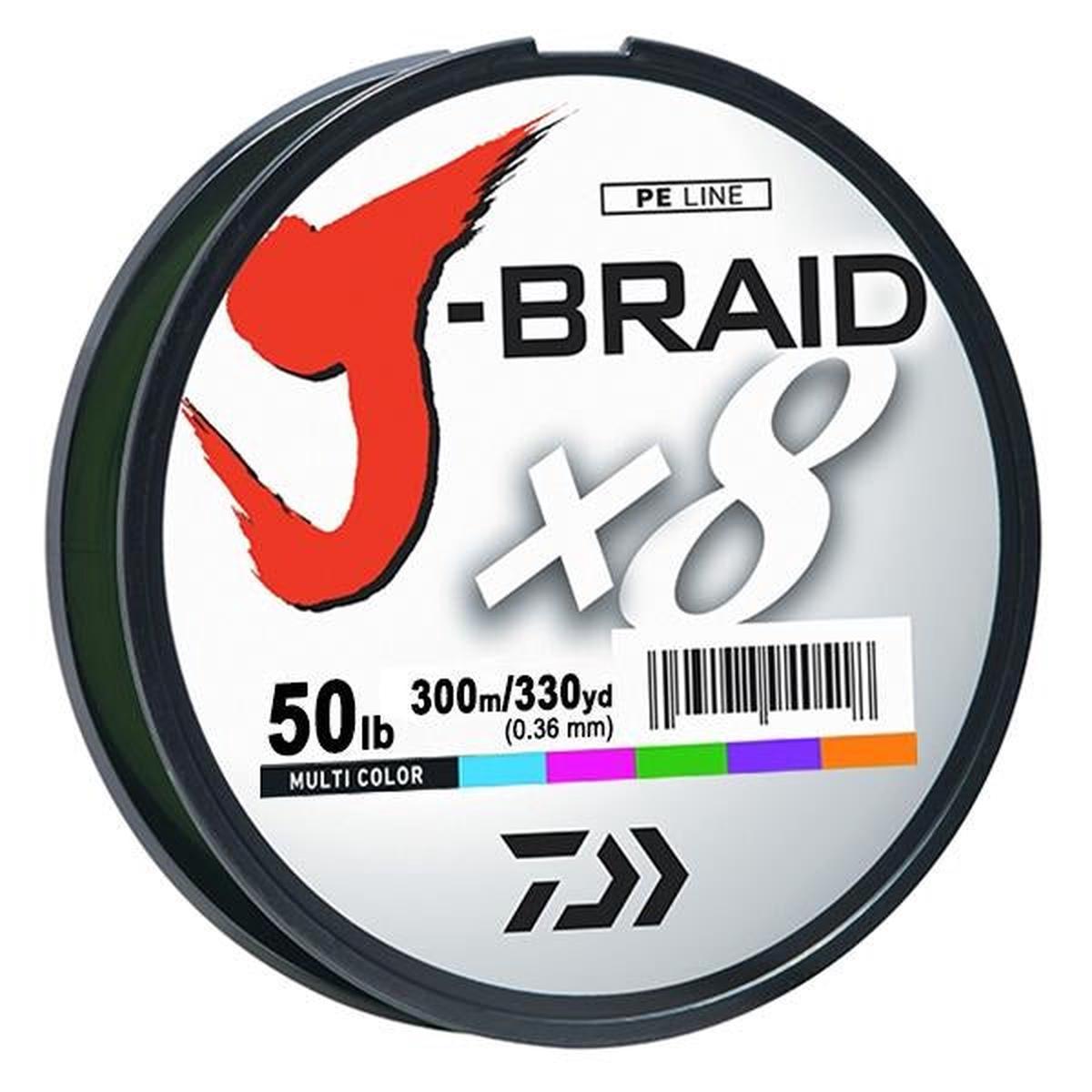 Daiwa J-Braid x8 8 Strand Braided Line - 50 Pounds 300 Meters - Multicolor