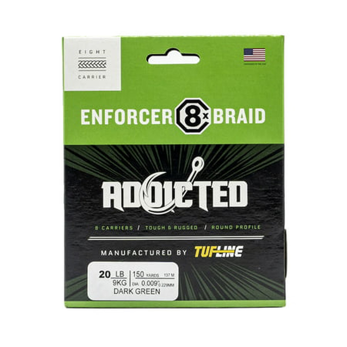XXB Addicted Enforcer 8x Braid by TUF-LINE | 40 Lb.; Dark Green; 150 Yds.