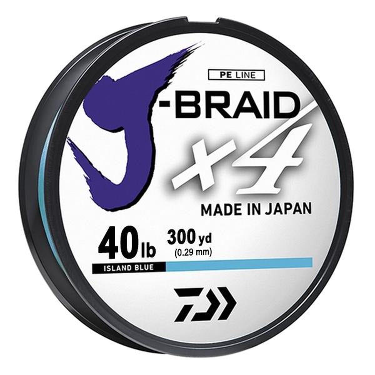 Daiwa J-Braid x4 4 Strand Braided Line - 40 Pounds 300 Yards - Island Blue