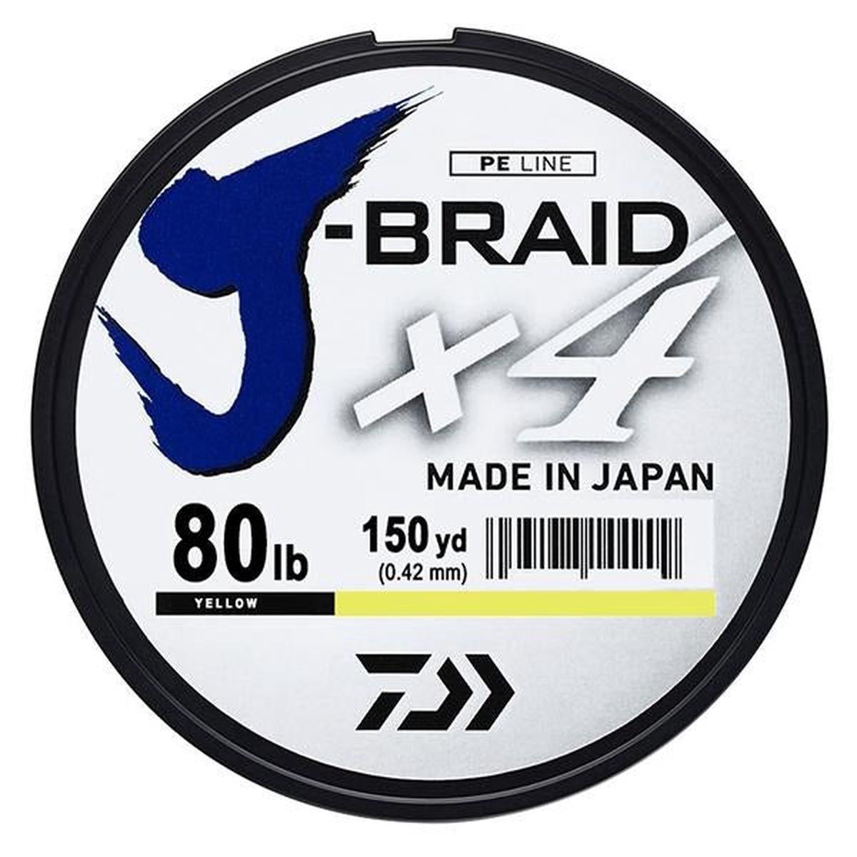 Daiwa J-Braid x4 4 Strand Braided Line - 80 Pounds 150 Yards - Yellow