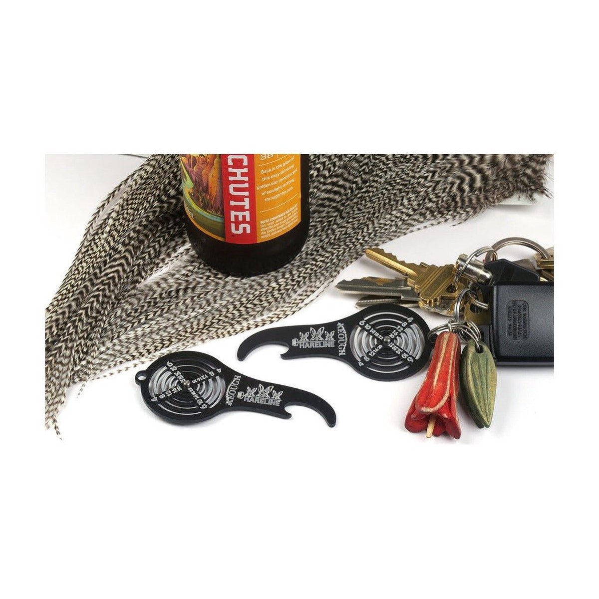 Hareline Bottle Opener & Hackle Gauge Key