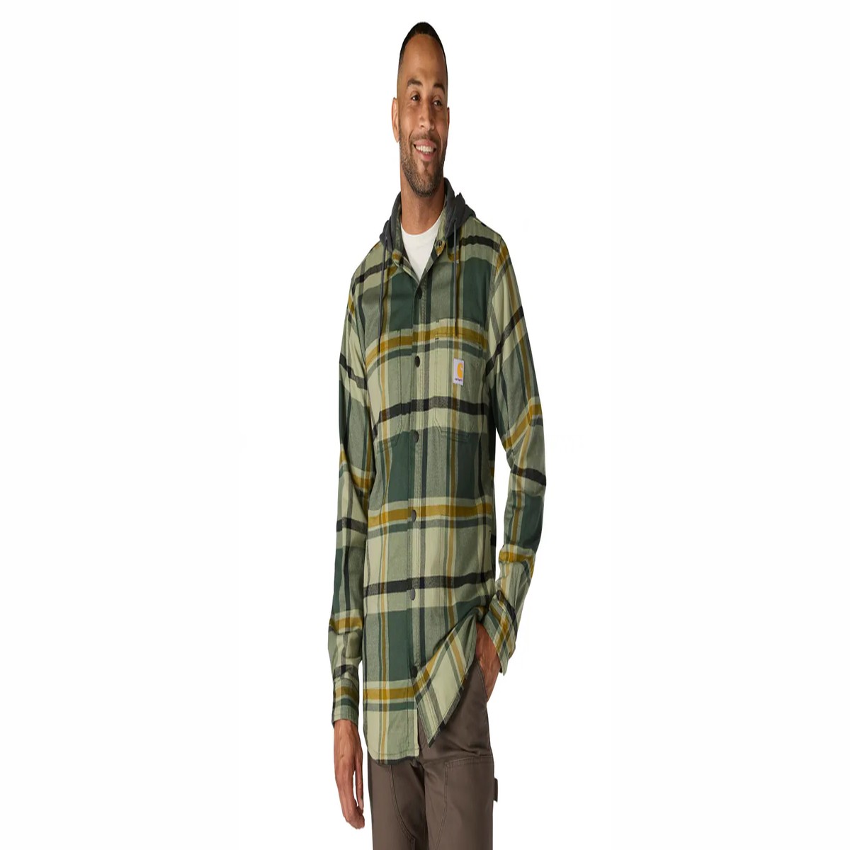 Carhartt Men's Rugged Flex Relaxed Fit Flannel Fleece Lined Hooded Shirt Jacket
