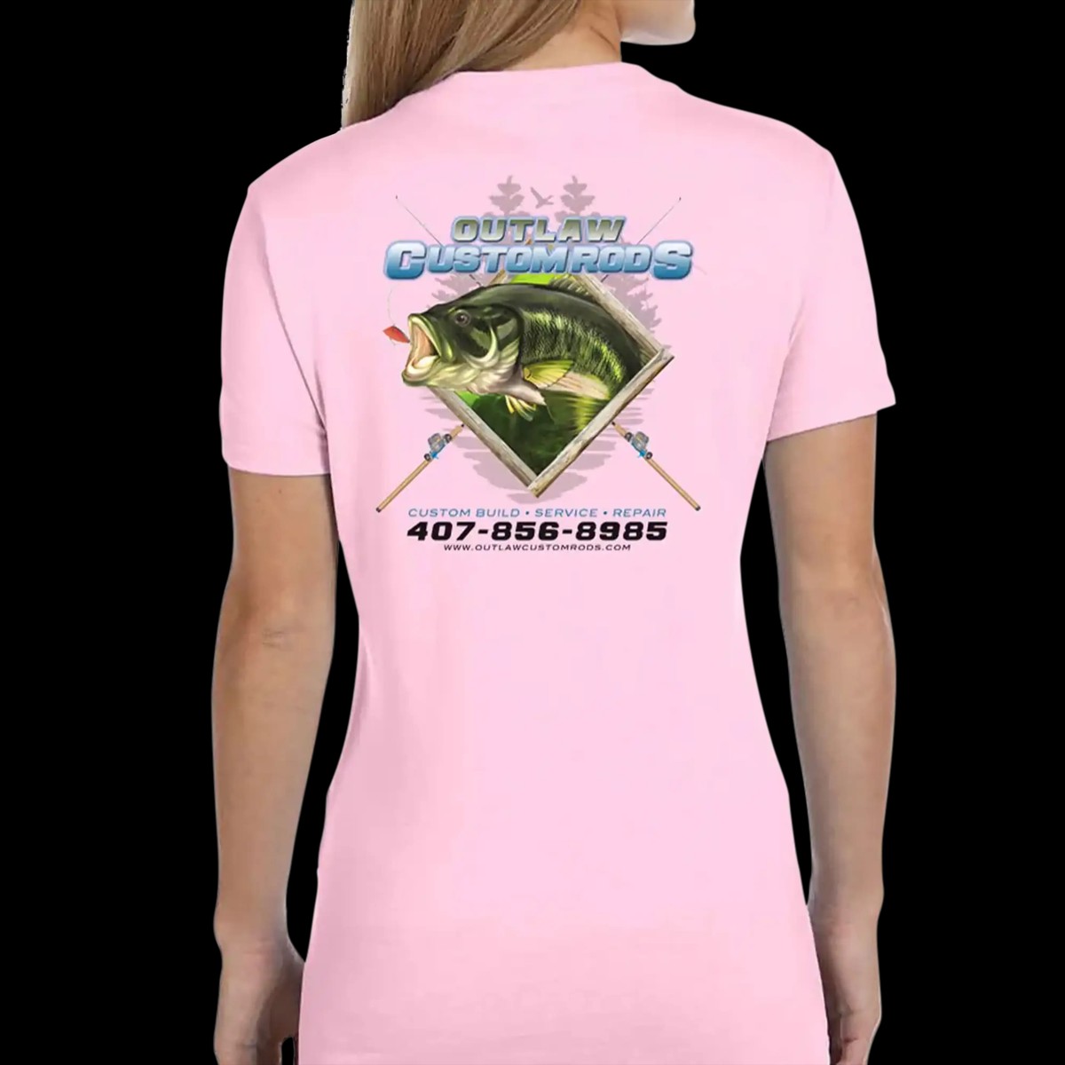 Women's Custom T-Shirt: Largemouth Bass Chasing Lure