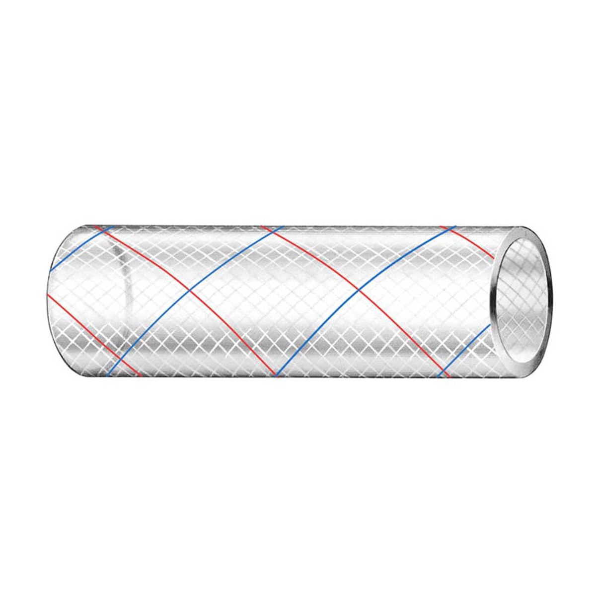 Trident Marine 3/4" x 50' Clear Reinforced PVC Hose Tubing Red Blue Tracer