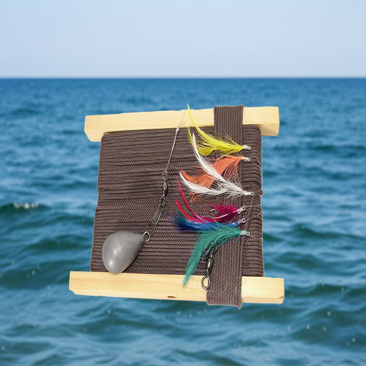 WSB Mackerel Fishing Hand Line - Sea Fishing Mackerel Feathers Includes Weight