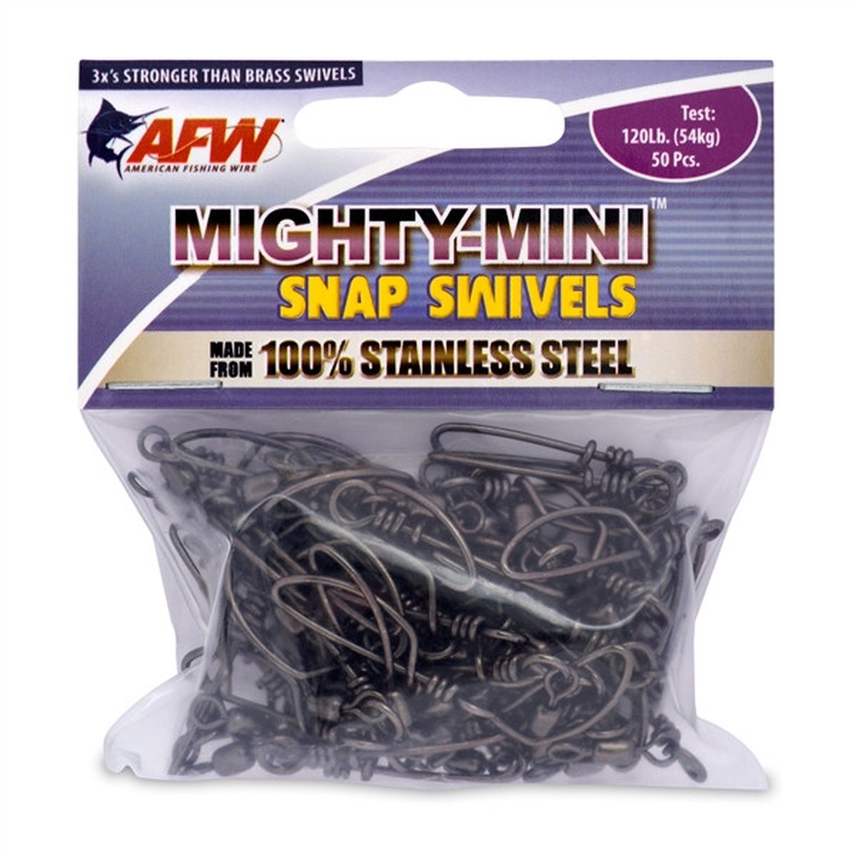 AFW Mighty-Mini Snap Swivel 120# 50 Pack