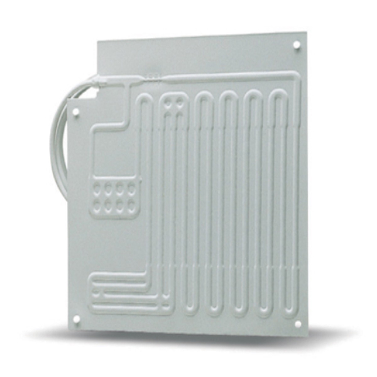 Vitrifrigo Evaporator, Flat, Pressed white aluminum, Quick couplings, Pre-charged, 13-3/4" L x 13-3/4" W, 6 ft. lineset PT4-Q