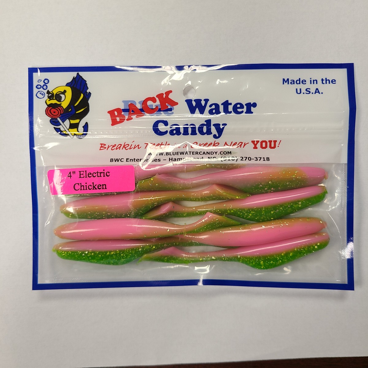 Back Water Candy Paddle Tail 4" Electric Chicken 8 pack