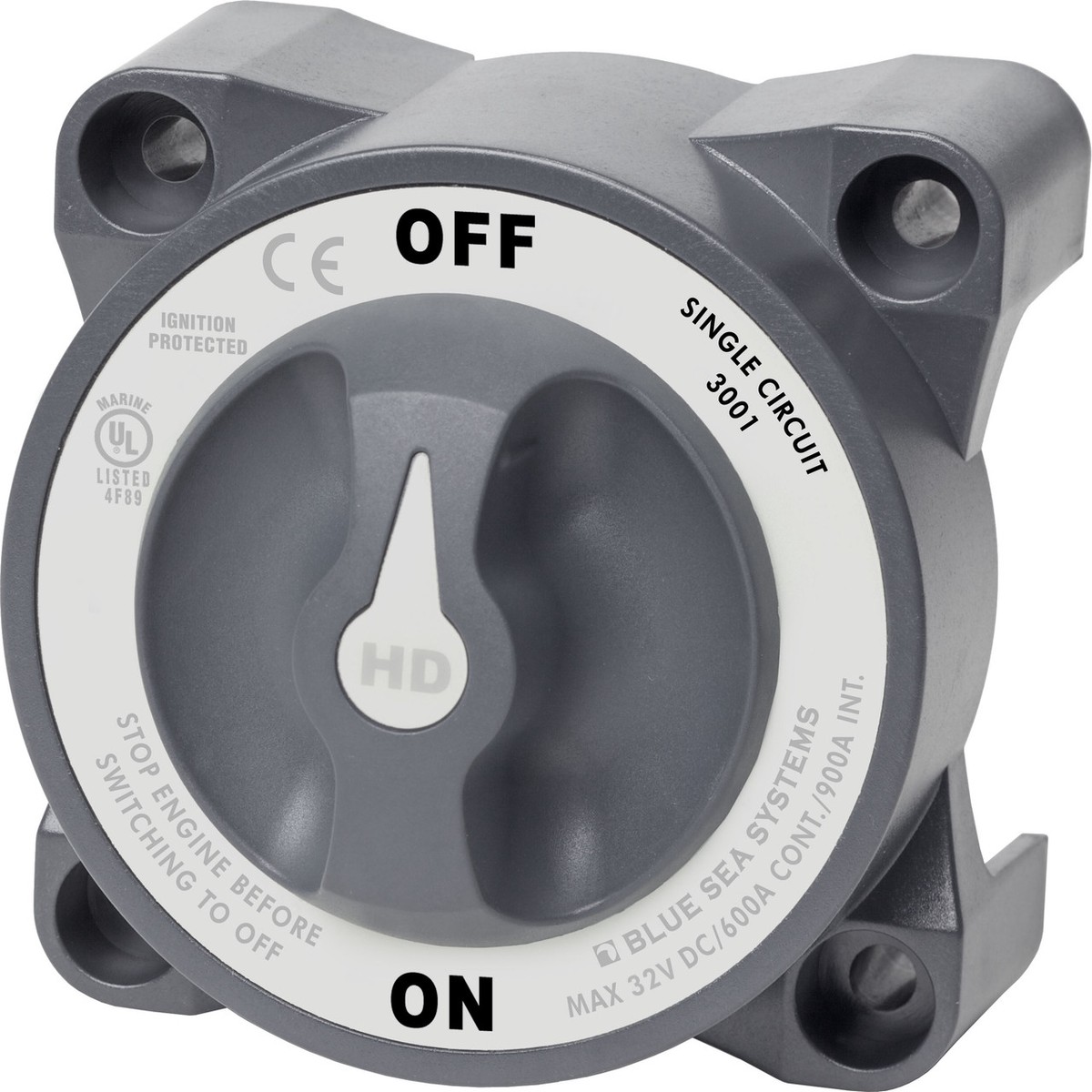 Blue Sea HD-series Battery Switch On/Off 600A Alternator Field Disconnect - 3001-BSS