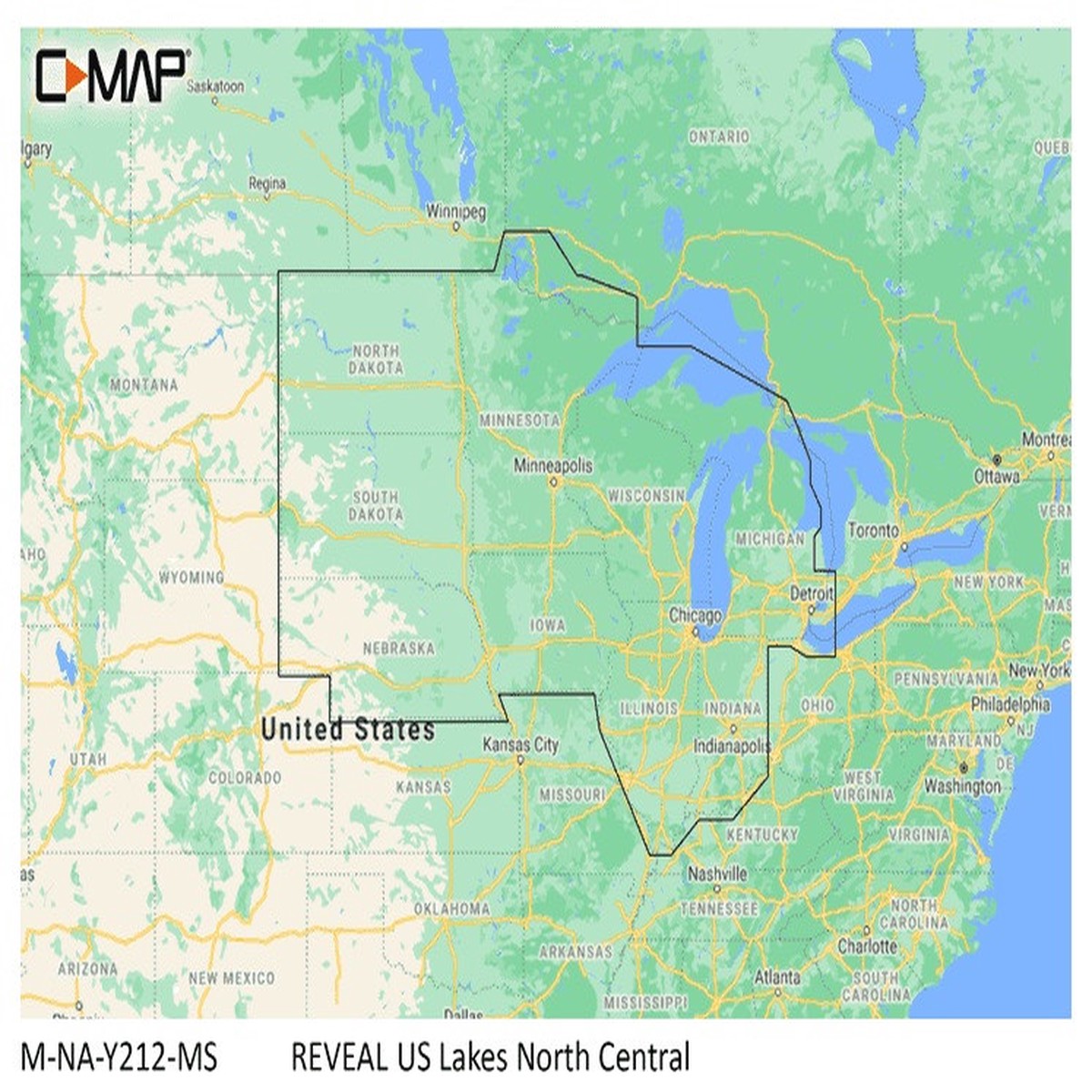 C-Map Reveal Inland Us Lakes North Central - M-NA-Y212-MS