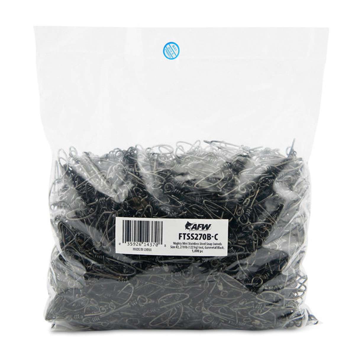 AFW Mighty-Mini Snap Swivel 270lb Bulk 1000 Pack