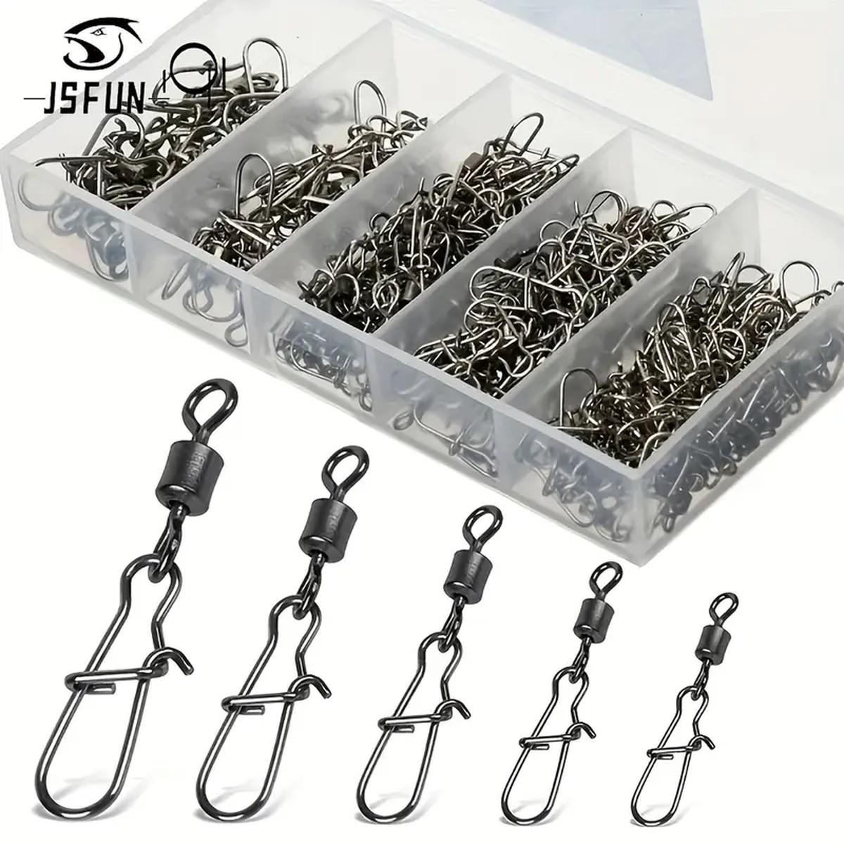 50pcs Premium Black Iron Fishing Swivels With Snap Connectors