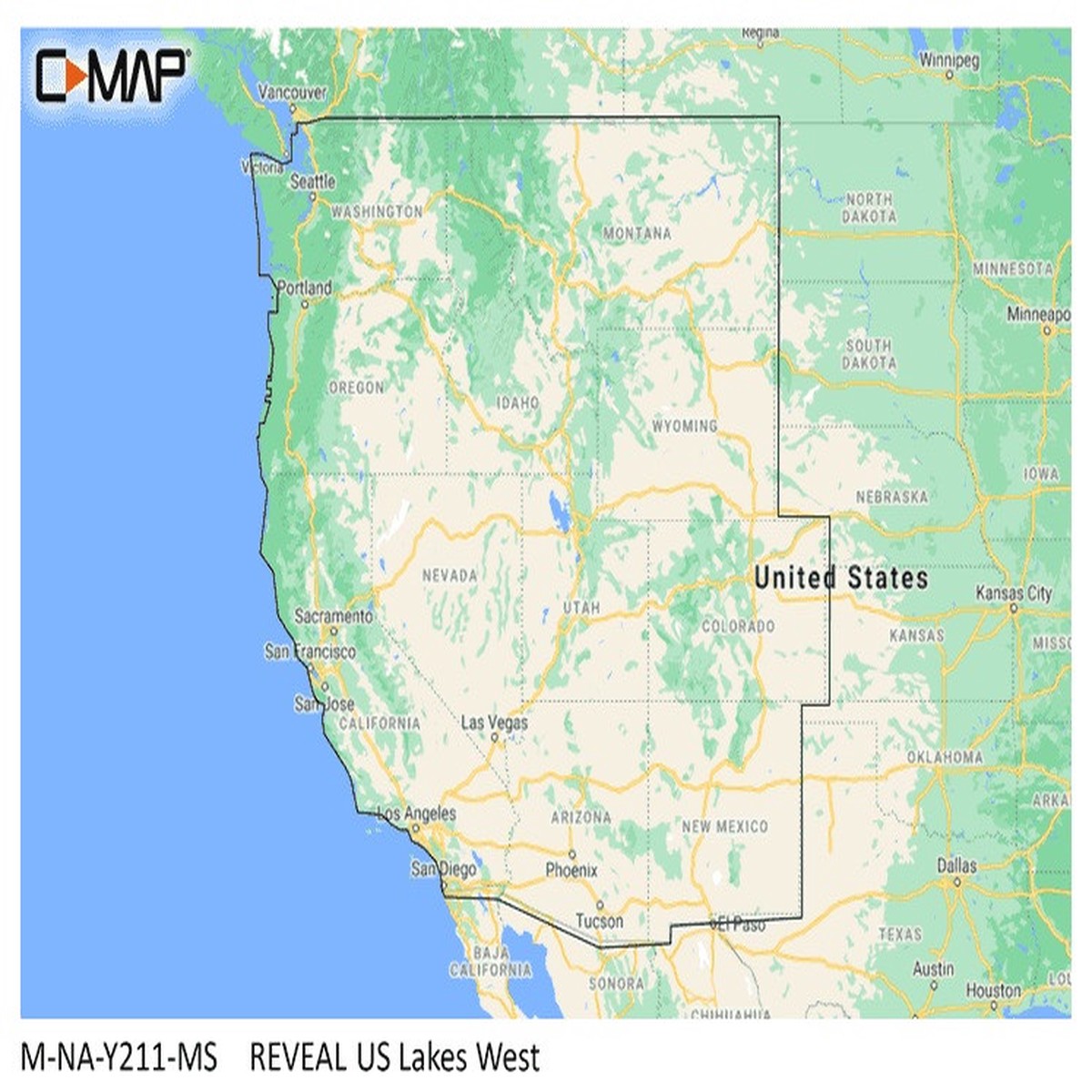 C-MAP Reveal Inland U.S. Lakes West - M-NA-Y211-MS