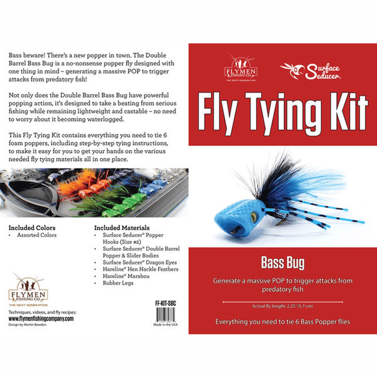 Surface Seducer Double Barrel Bass Popper Fly Tying Kit