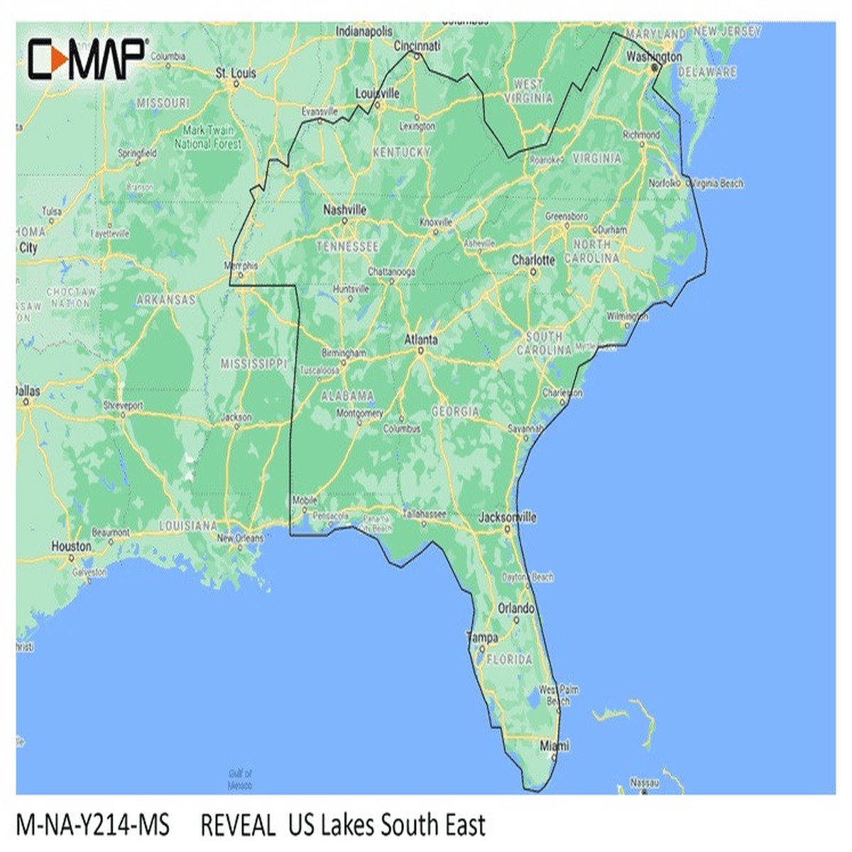 C-Map Reveal Inland U.S. Lakes South East - M-NA-Y214-MS