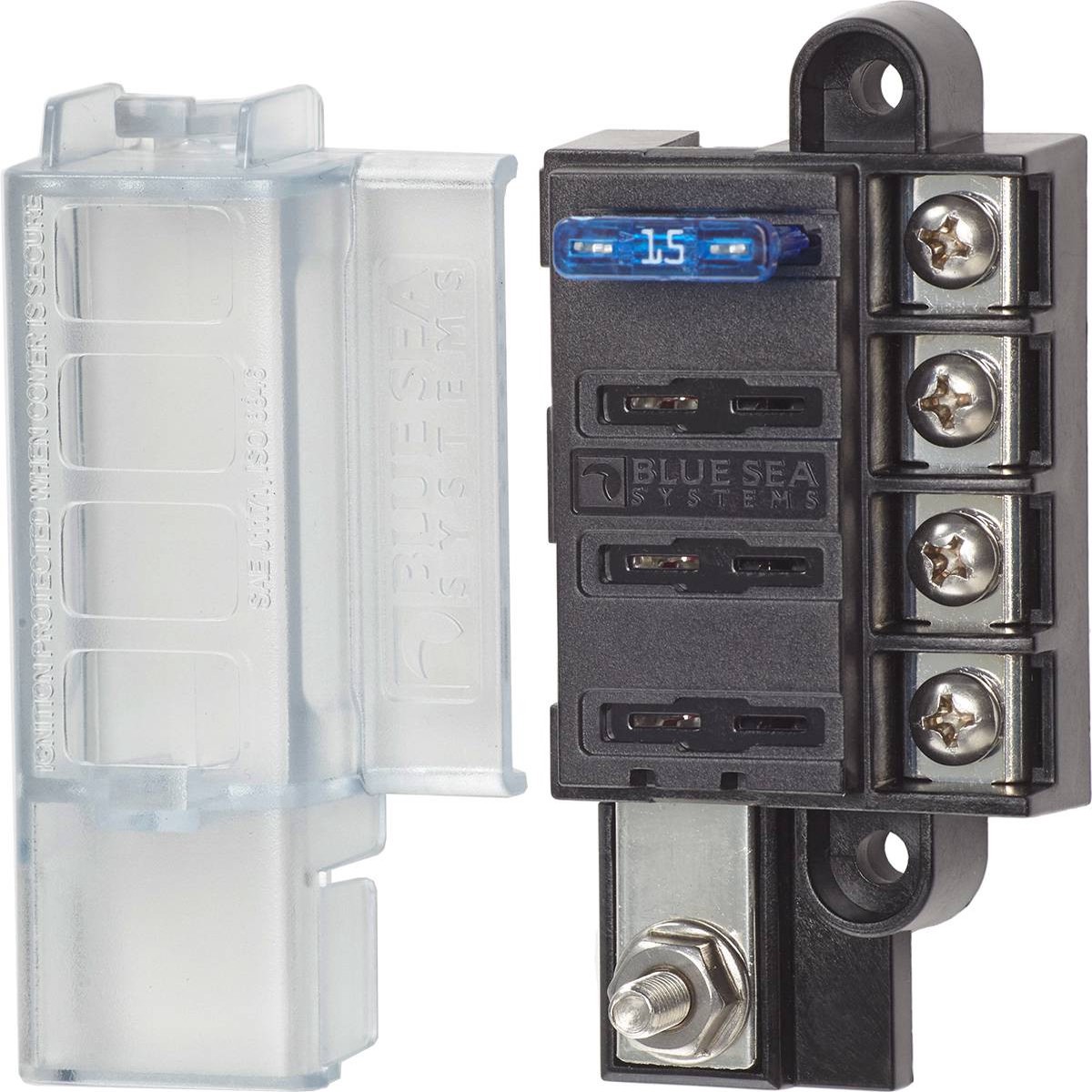 Blue Sea 5045 4-circuit Fuse Block St Ato/atc With Cover - 5045-BSS