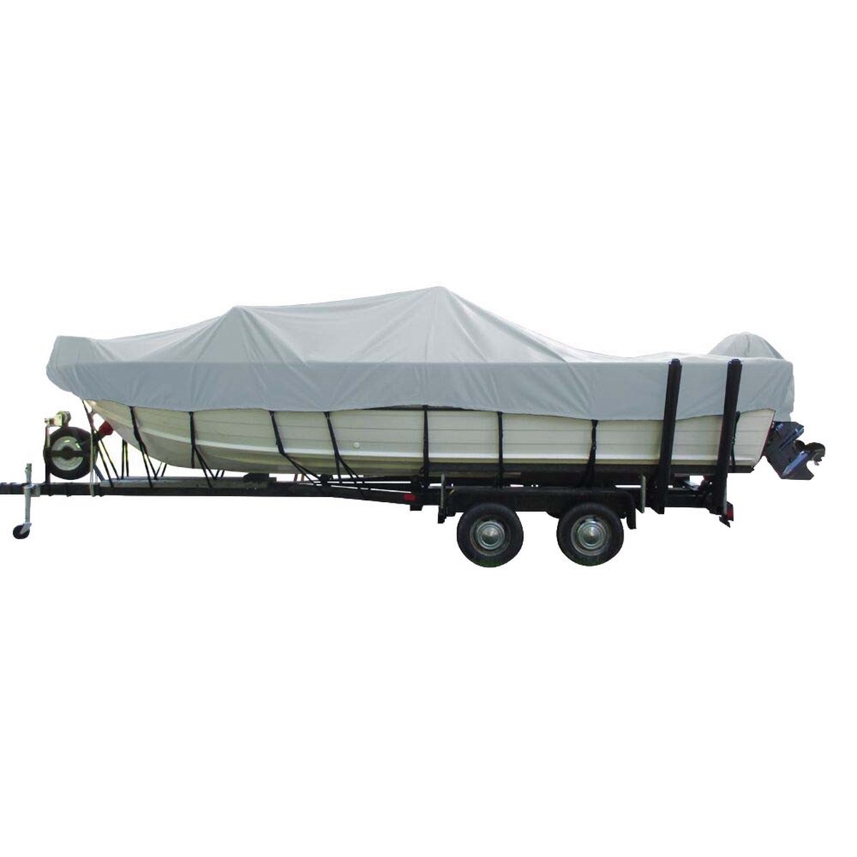 Carver Sun-DURA Wide Series Styled-to-Fit Boat Cover f/21.5 Aluminum V-Hull Boats with Walk-Thru Windshield - Grey