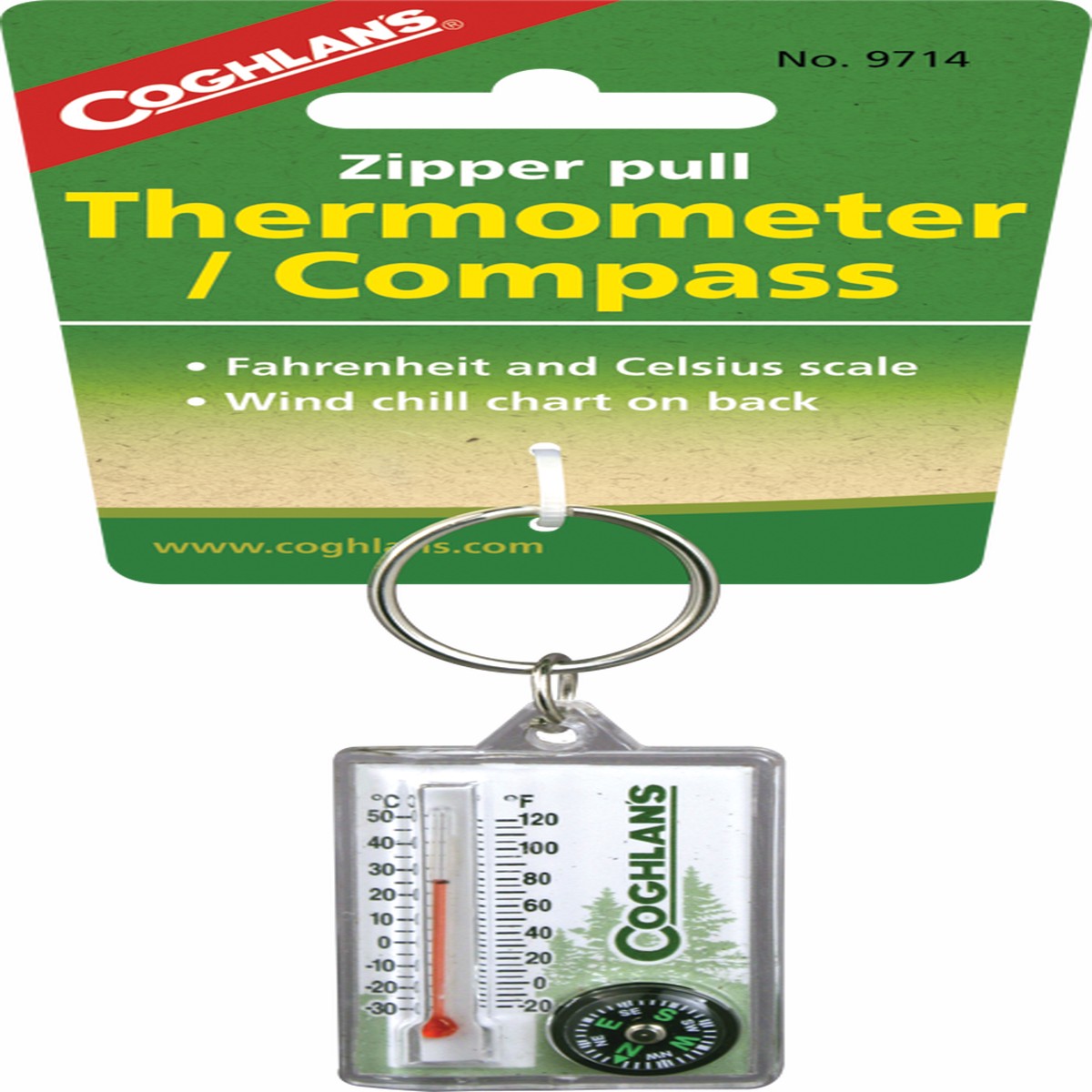 Coghlan's Zipper Pull Thermometer & Compass